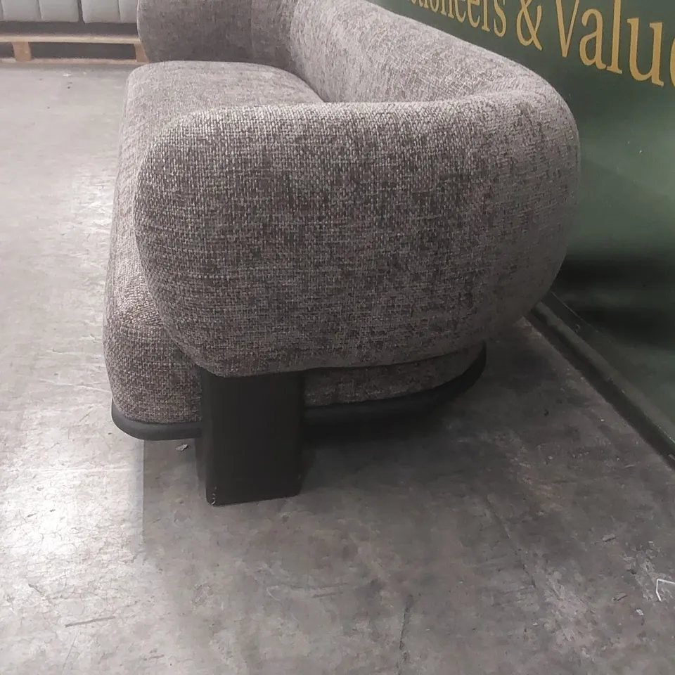 QUALITY DESIGNER DANETTI FLORENCE MOCHA FABRIC WITH DARK WOOD 3 SEATER SOFA RRP £1429