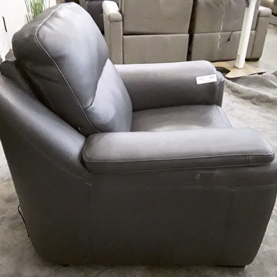 QUALITY ITALIAN DESIGNER PARMA NEW ELECTRIC RECLINER CHAIR -  DARK GREY LEATHER