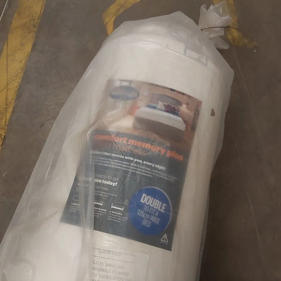 QUALITY BAGGED AND ROLLED SILENTNIGHT COMFORT MEMORY PLUS 135CM DOUBLE MATTRESS 