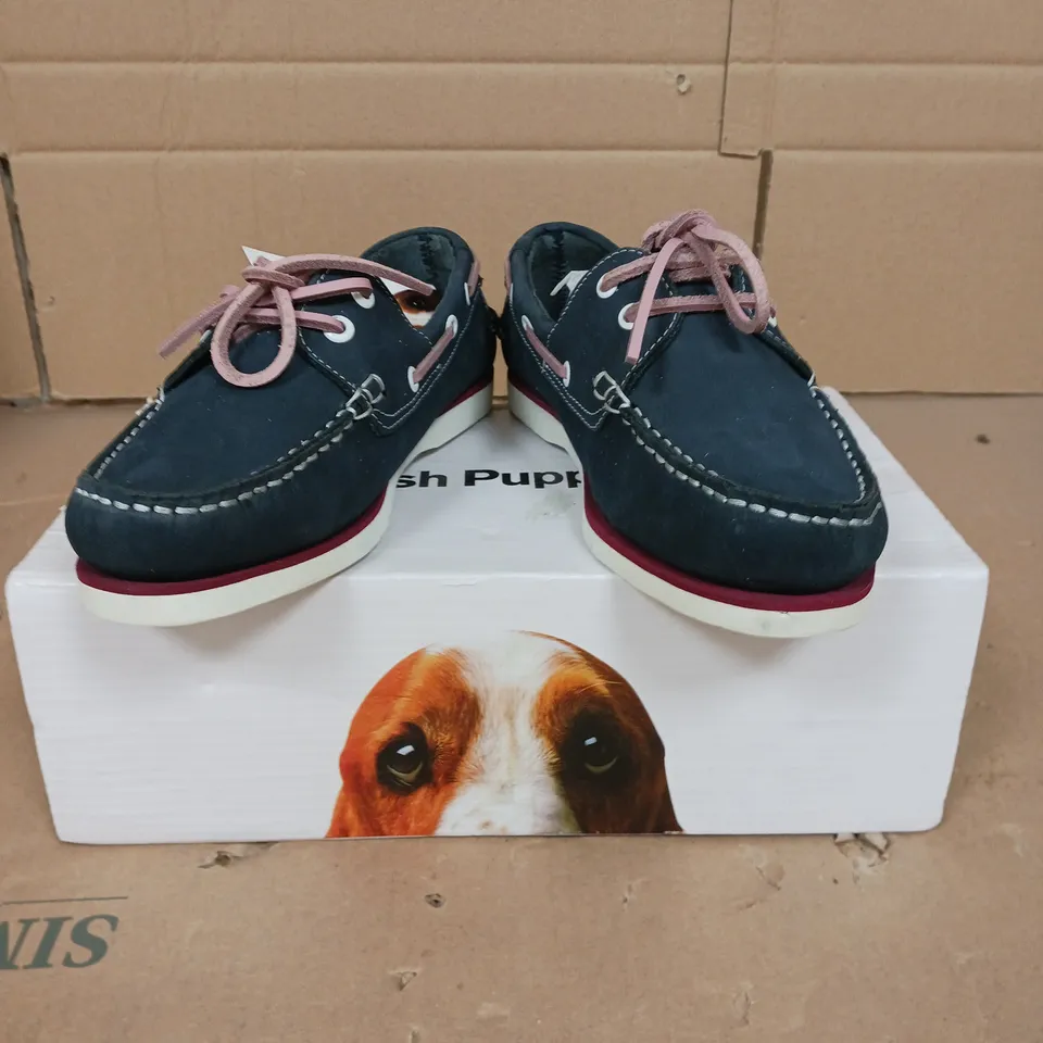 HUSH PUPPIES HATTIE BOAT SHOES NAVY/PINK SIZE 3