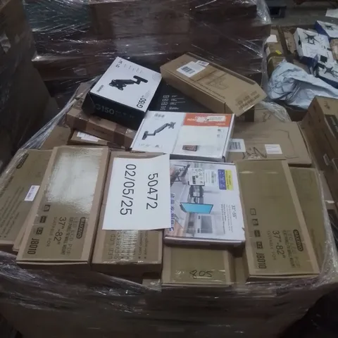 PALLET CONTAINING LARGE QUANTITY OF TV & DESK MOUNTS ETC