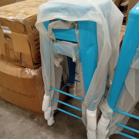 SET OF 3 BAR STOOLS - METAL - L41 x W41 x H76cm - BLUE