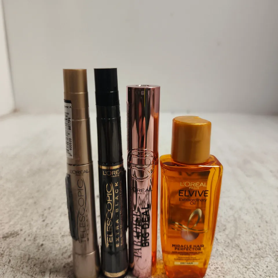 L’ORÉAL PARIS MASCARA TRIO & ELVIVE EXTRAORDINARY OIL – HAIR CARE LOT (4 ITEMS)