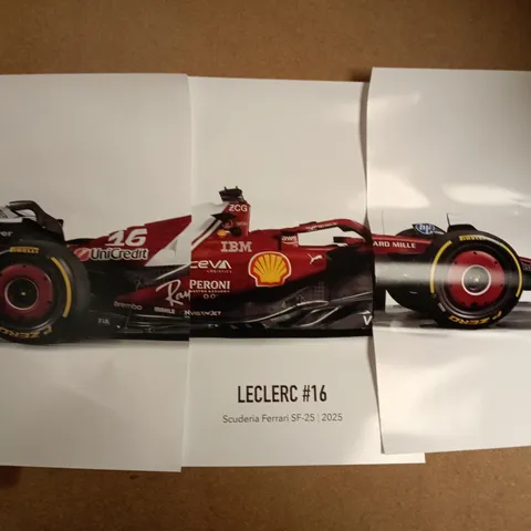 FORMULA ONE CHARLES LECLERC SCUDERIA FERRARI SF-25 2025 3-PART ART PRINT
