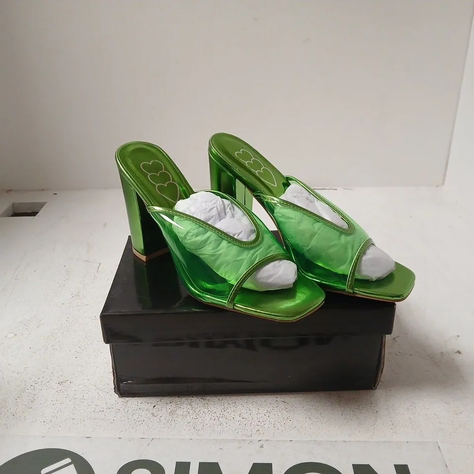 WOMEN'S GREEN TRANSPARENT HIGH-HEELED SANDALS UK 6