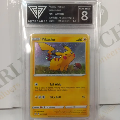 FRAMED AND GRADED COLLECTIBLE POKΓMON TRADING CARD - PIKACHU (2020 SWSH PROMO)