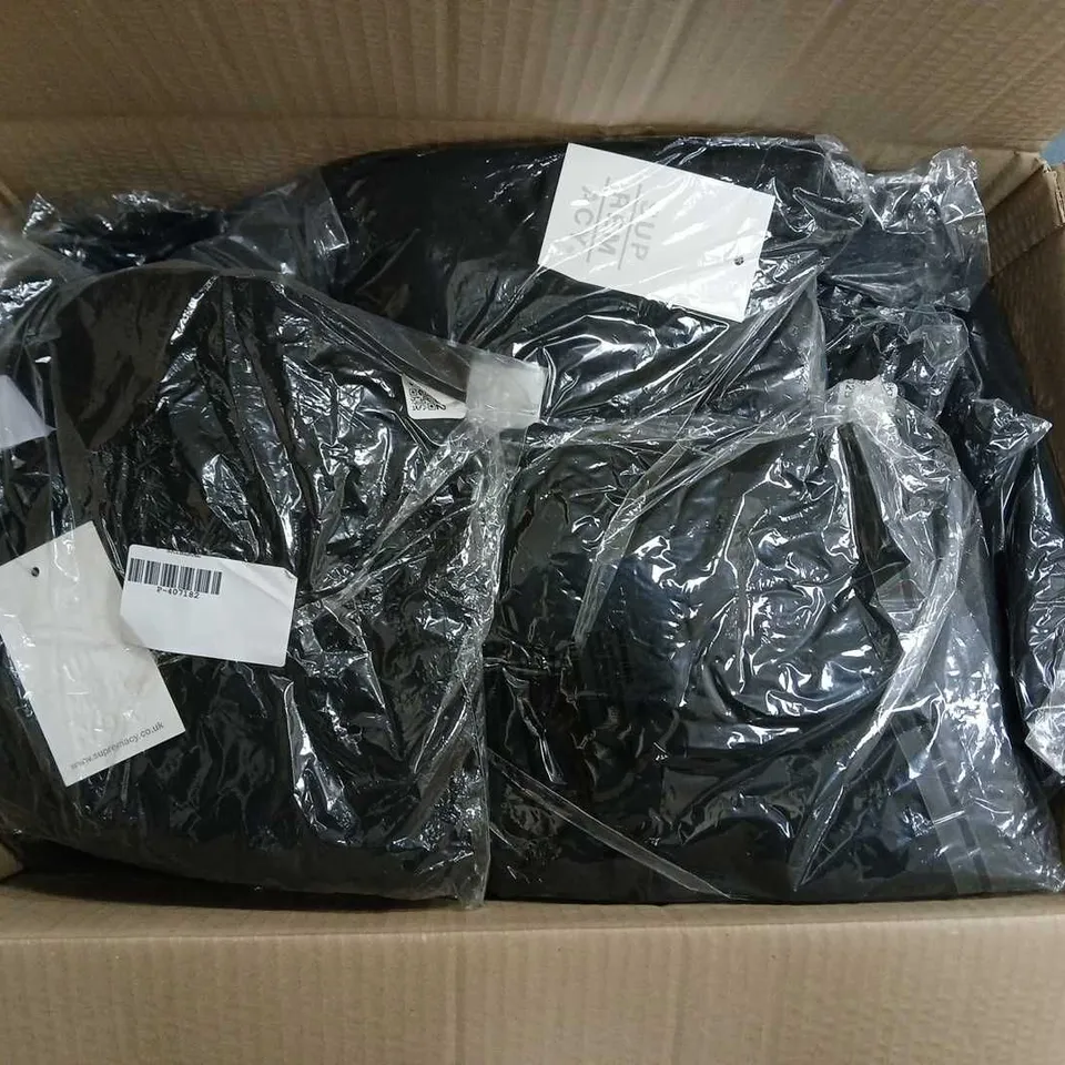 BOX OF APPROXIMATELY 20 SUPREMACY PUFF SLEEVE SHORT DRESSES - BLACK - SIZES MAY VARY