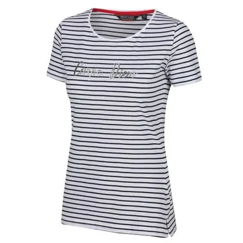 REGATTA WOMENS/LADIES OLWYN STRIPED CARPE DIEM T-SHIRT NAVY SIZE 12