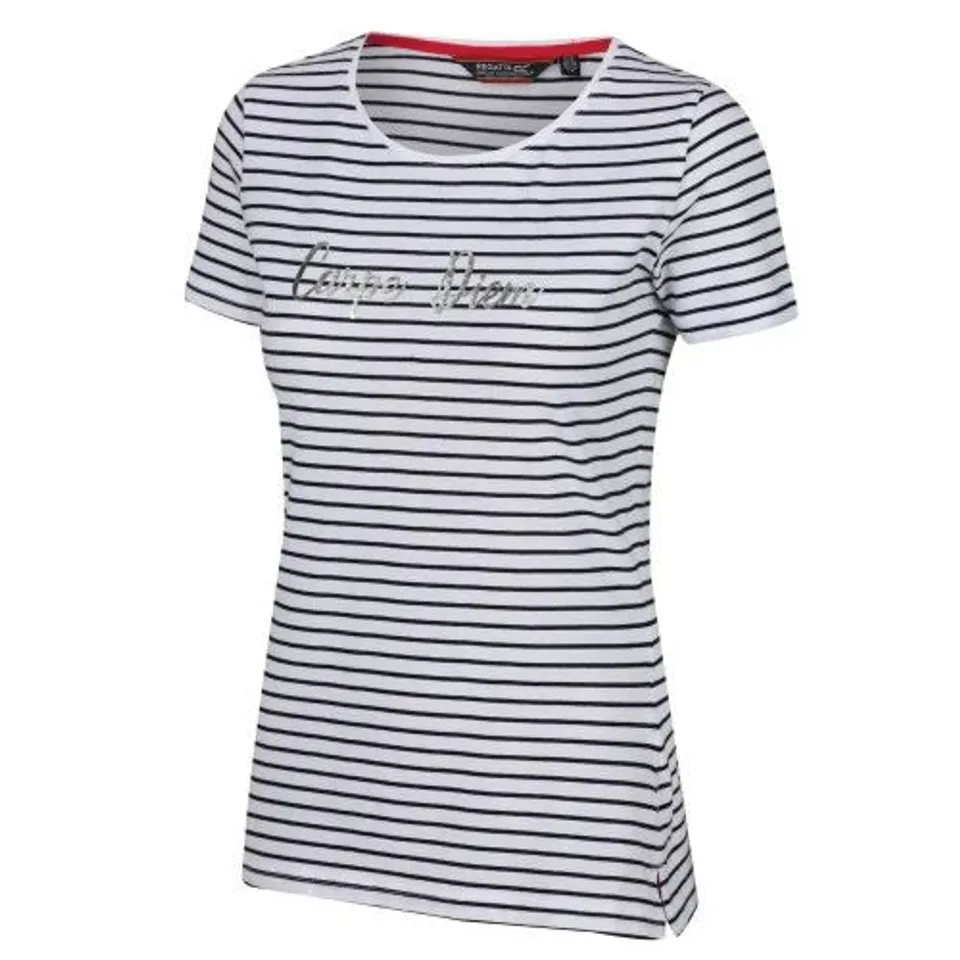 REGATTA WOMENS/LADIES OLWYN STRIPED CARPE DIEM T-SHIRT NAVY SIZE 12
