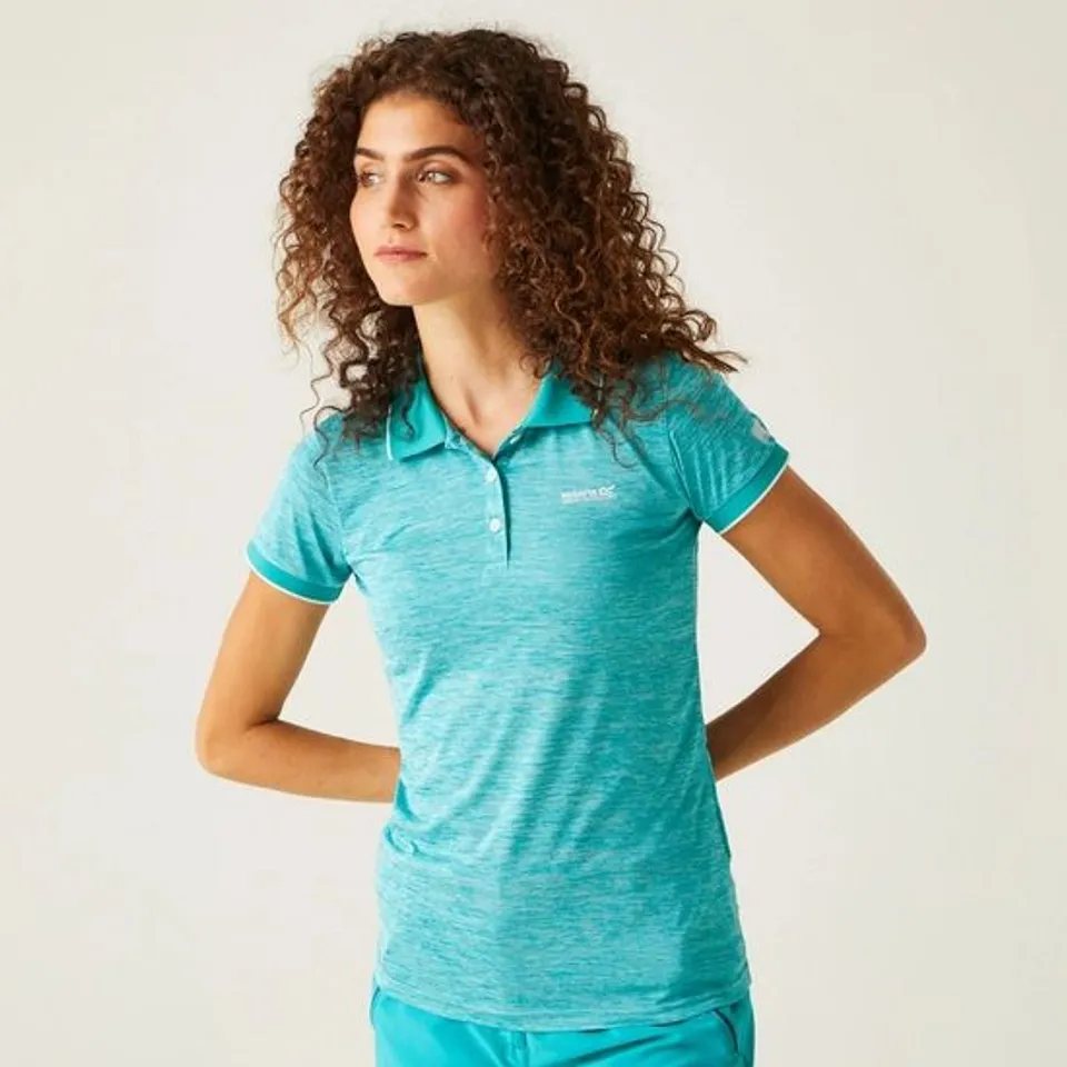 BRAND NEW REGATTA WOMENS REMEX II POLO NECK T-SHIRT IN TAHOE BLUE - SIZE 14