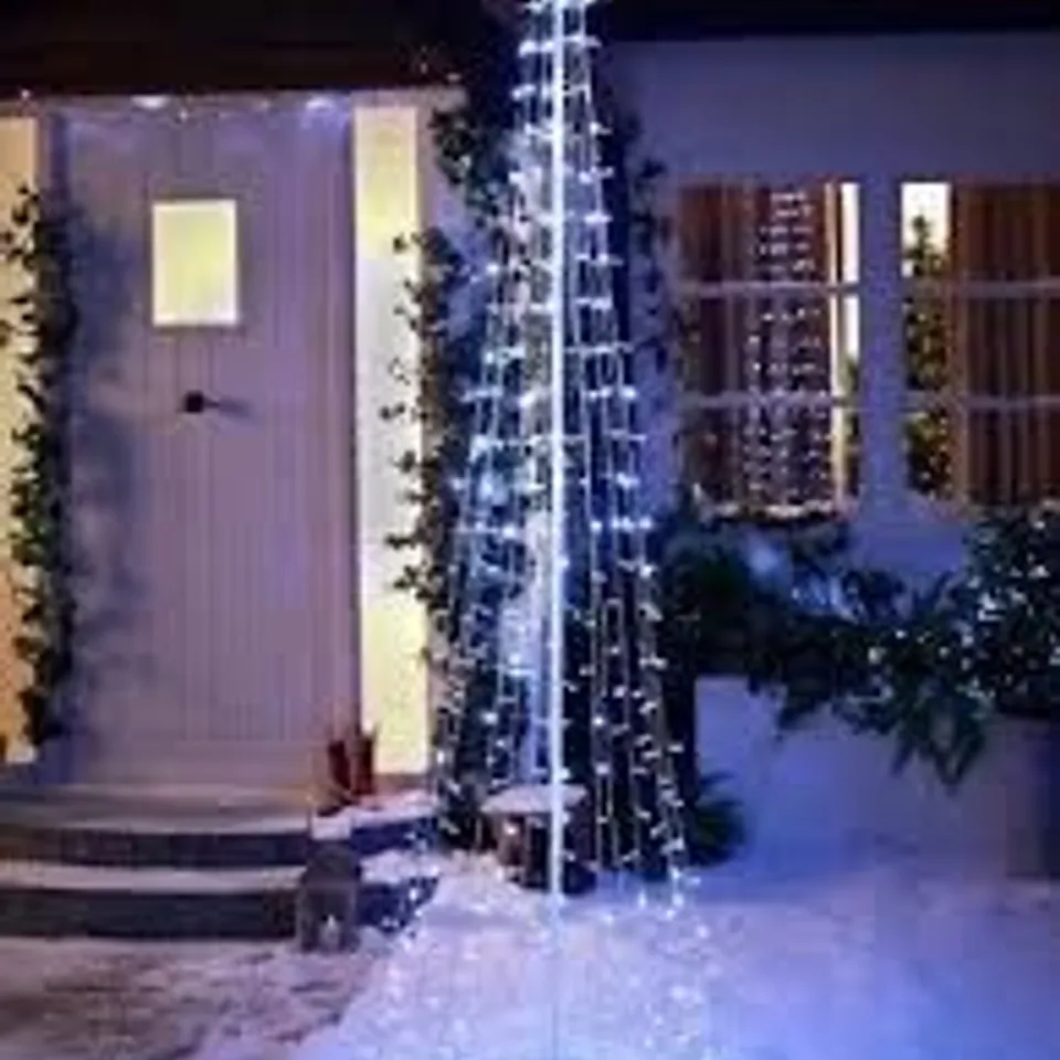 BOXED 8-FOOT WHITE WATERFALL LIGHT-UP OUTDOOR CHRISTMAS TREE