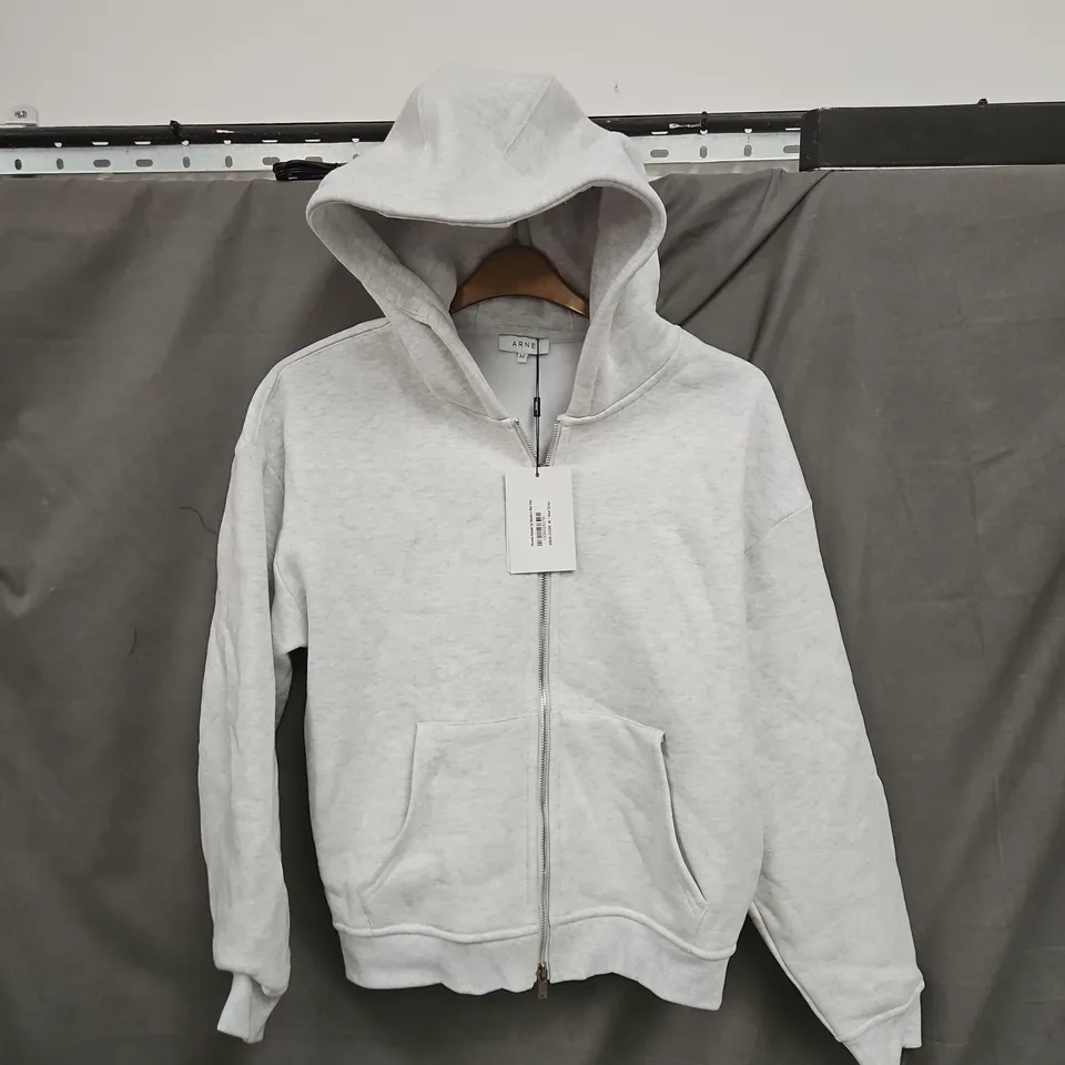 ARNE WOMENS RELAXED ZIP HOODIE IN MARL GREY - MEDIUM