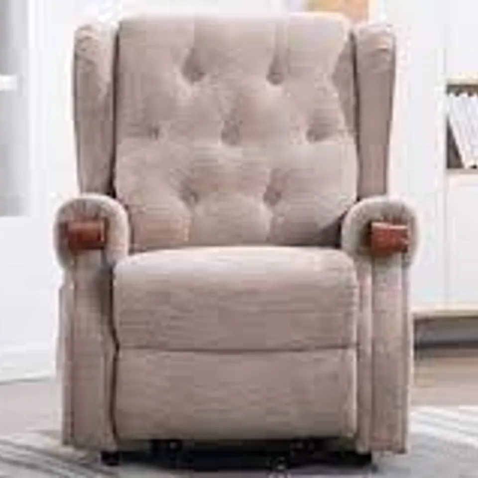 BOXED HARROGATE BROWN FABRIC POWER RISE & RECLINING EASY CHAIR (2 BOXES) RRP £799.99