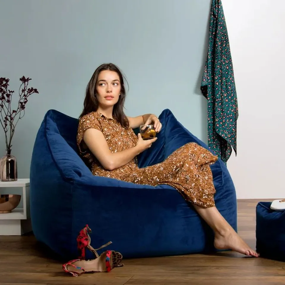GENEVIEVE BEAN BAG CHAIR UPHOLSTERY COLOUR NAVY