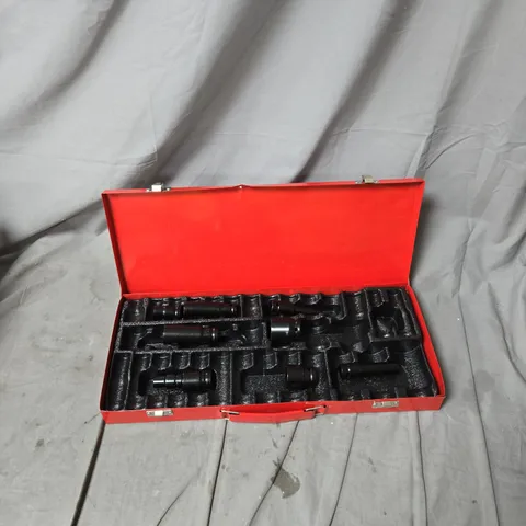 RED SOCKET SET IN CARRYING CASE WITH FOAM INSERTS - NOT COMPLETE SET