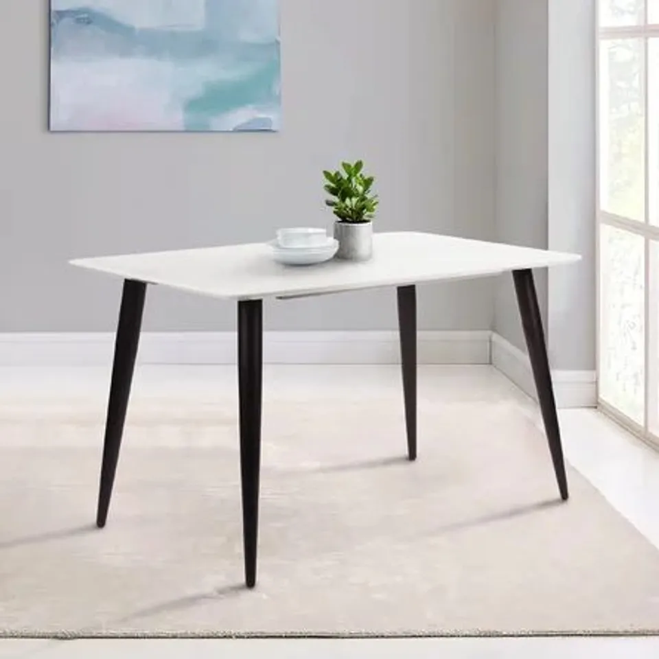 A BOXED ALEXANDER MARBLE DINING TABLE IN WHITE (2 BOXES)