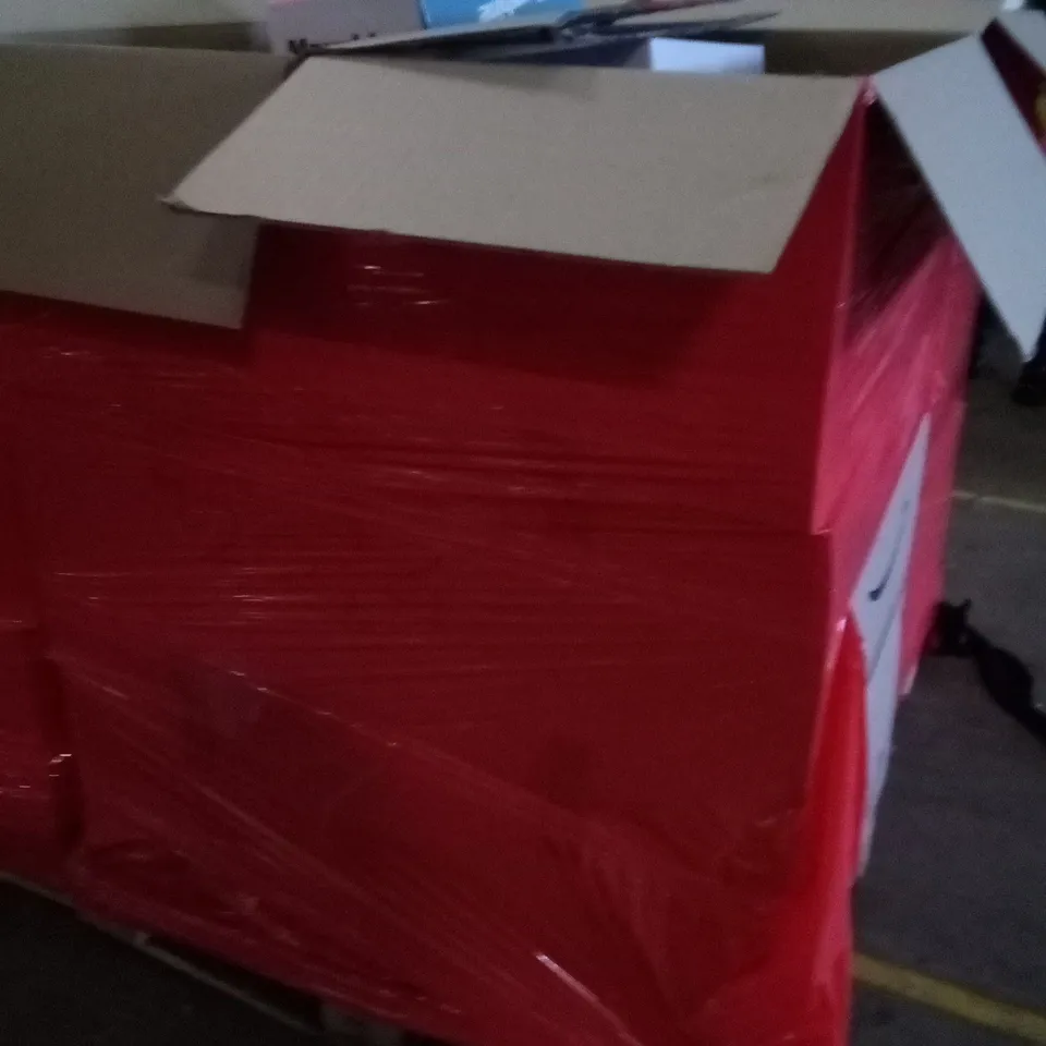 PALLET OF 6 BOXES CONTAINING ASSORTED ITEMS INCLUDING EXTENDABLE MOP HEAD, DISPOSABLE DINNERWARE, CHARGING DISPLAY STAND, NEON MOOD LIGHT, LED FLOOR LAMP, SMART USB CHARGER  