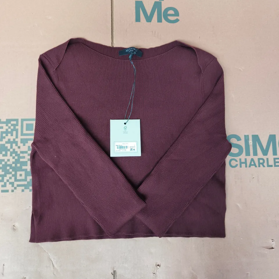 ALLSAINTS LONG SLEEVE HERA DRESS IN BITTER BROWN SIZE LARGE