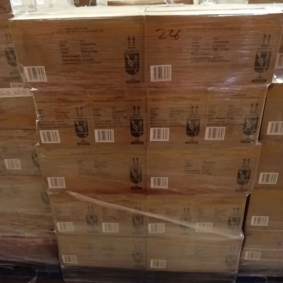 PALLET TO CONTAIN APPROXIMATELY 50 BOXES OF BRAND NEW GARDEN SOLAR STAKE LIGHTS // 36 STAKE LIGHTS PER BOX