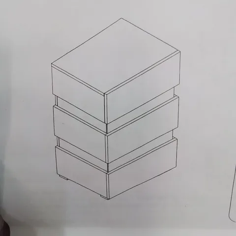 A BOXED 3 TIER CHEST OF BEDSIDE DRAWERS IN BLACK