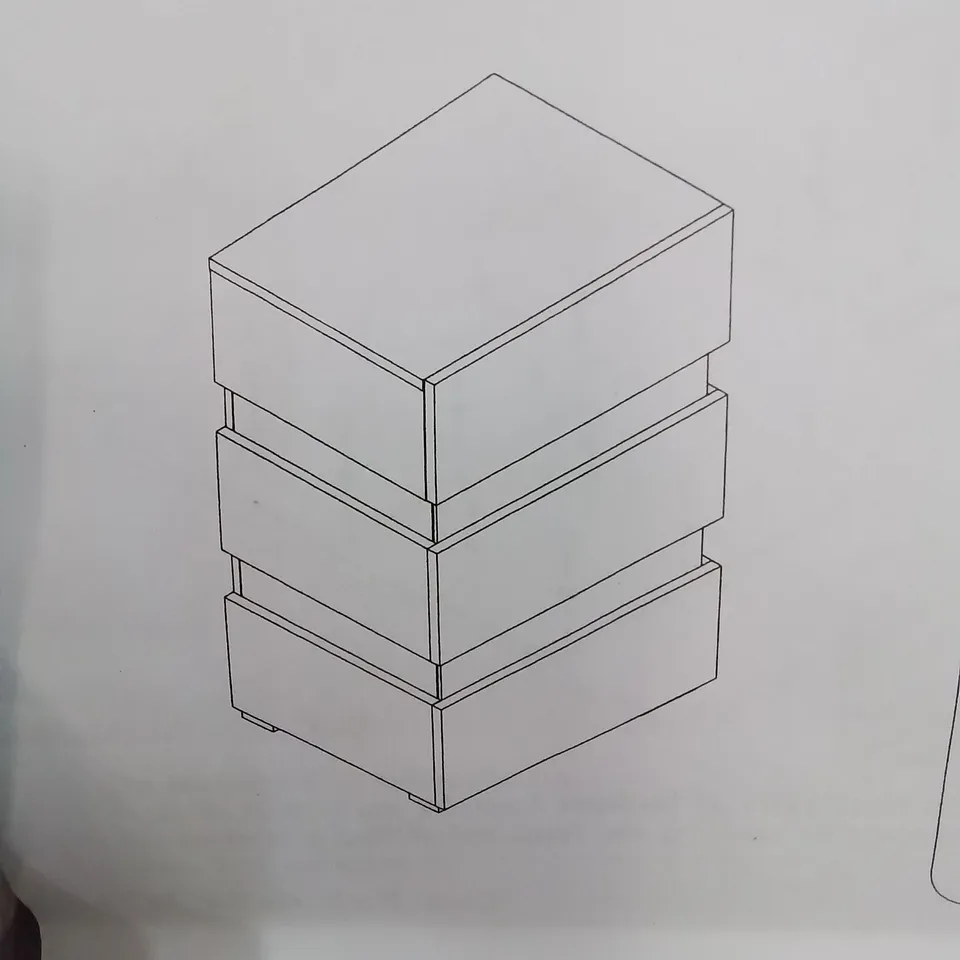 A BOXED 3 TIER CHEST OF BEDSIDE DRAWERS IN BLACK