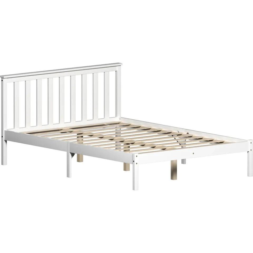 BOXED VIDA DESIGNS MILAN 4FT6 DOUBLE WOODEN BED - LOW FOOT - WHITE