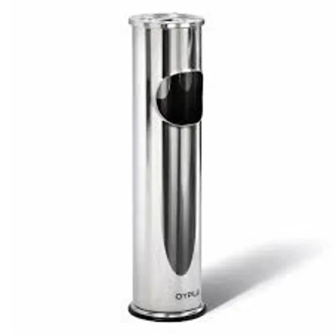BOXED FREE STANDING STAINLESS STEEL ASHTRAY CIGARETTE RUBBISH BIN