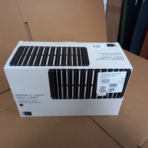 BOXED JOHN LEWIS POLISHED CHROME/CRYSTAL SHADE FREIDA 2 LIGHT WALL LIGHT