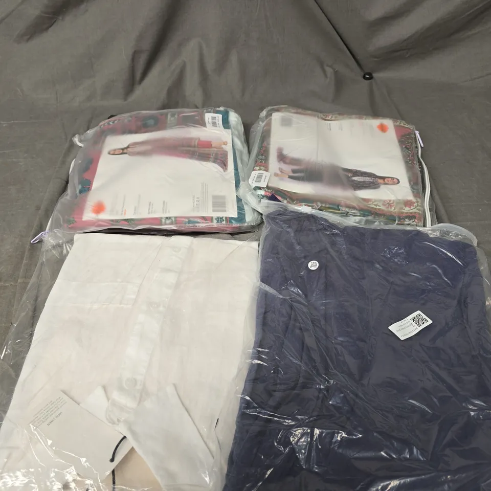 LARGE BOX OF APPROXIMATELY 20 ASSORTED CLOTHING ITEMS IN VARIOUS SIZES, STYLES AND COLOUR 