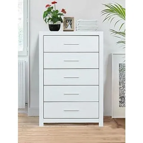 BOXED RIO 5-DRAWER CHEST IN WHITE