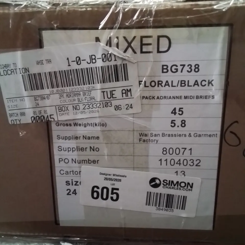 BOXED BRAND NEW APPROXIMATELY 45 SIMPLY BE 2PK ADRIANNA MIDI BRIEFS SIZE 24 FLORAL AND BLACK 
