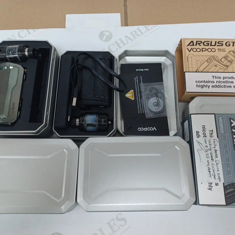 LOT OF 5 ASSORTED VOOPOO E-CIGARETTES TO INCLUDE ARGUS GT KITS