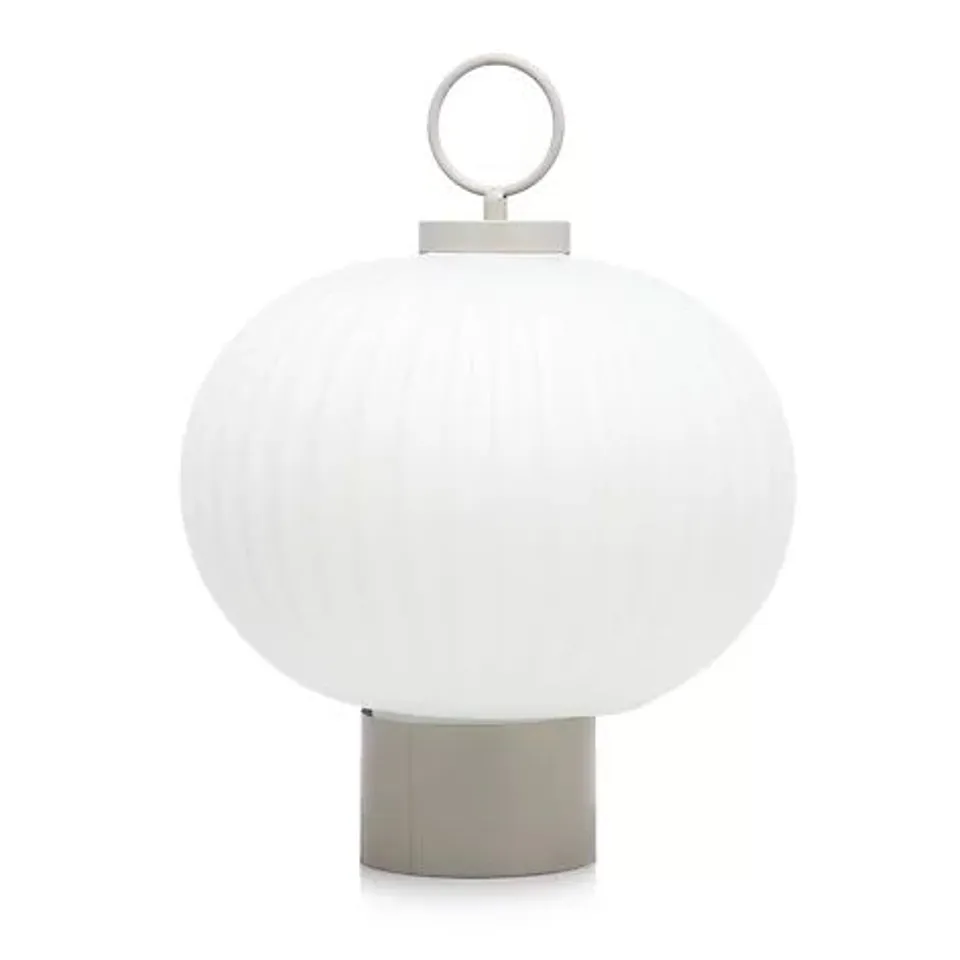 K BY KELLY HOPPEN INDOOR OUTDOOR GLASS LANTERN IN TAUPE