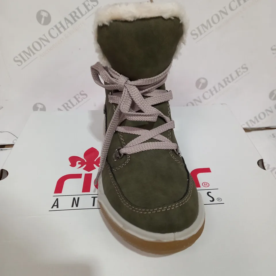 BOXED RIEKER ANTISTRESS KHAKI GREEN & WHITE HIKING BOOT 