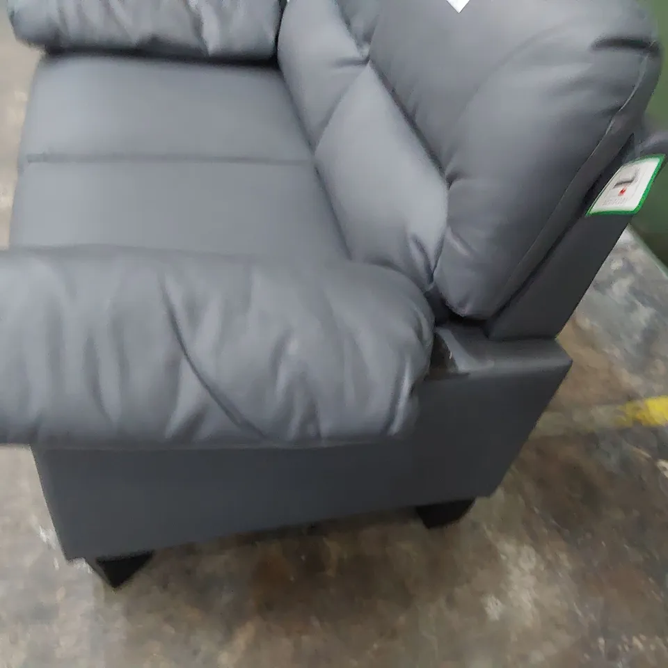 DESIGNER TWO SEATER SOFA GREY LEATHER 