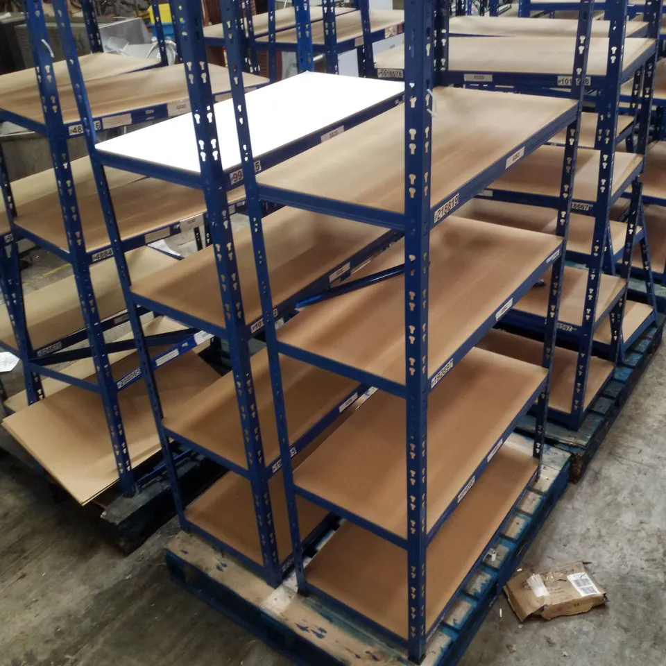 PALLET CONTAINING 2 5-TIER SHELVING UNITS 180×90×45CM - BLUE