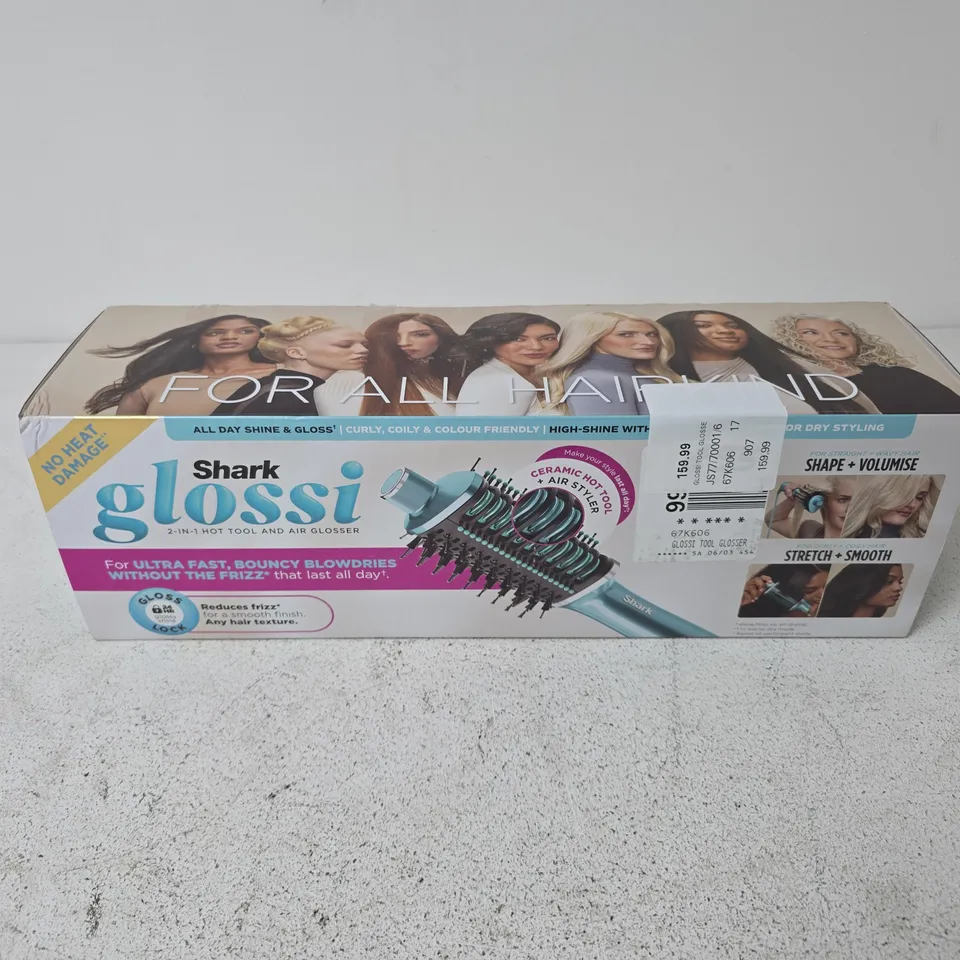 BOXED SHARK GLOSSI HT302UKTL 2-IN-1 HOT BRUSH AND AIR GLOSSER - JUNIPER 