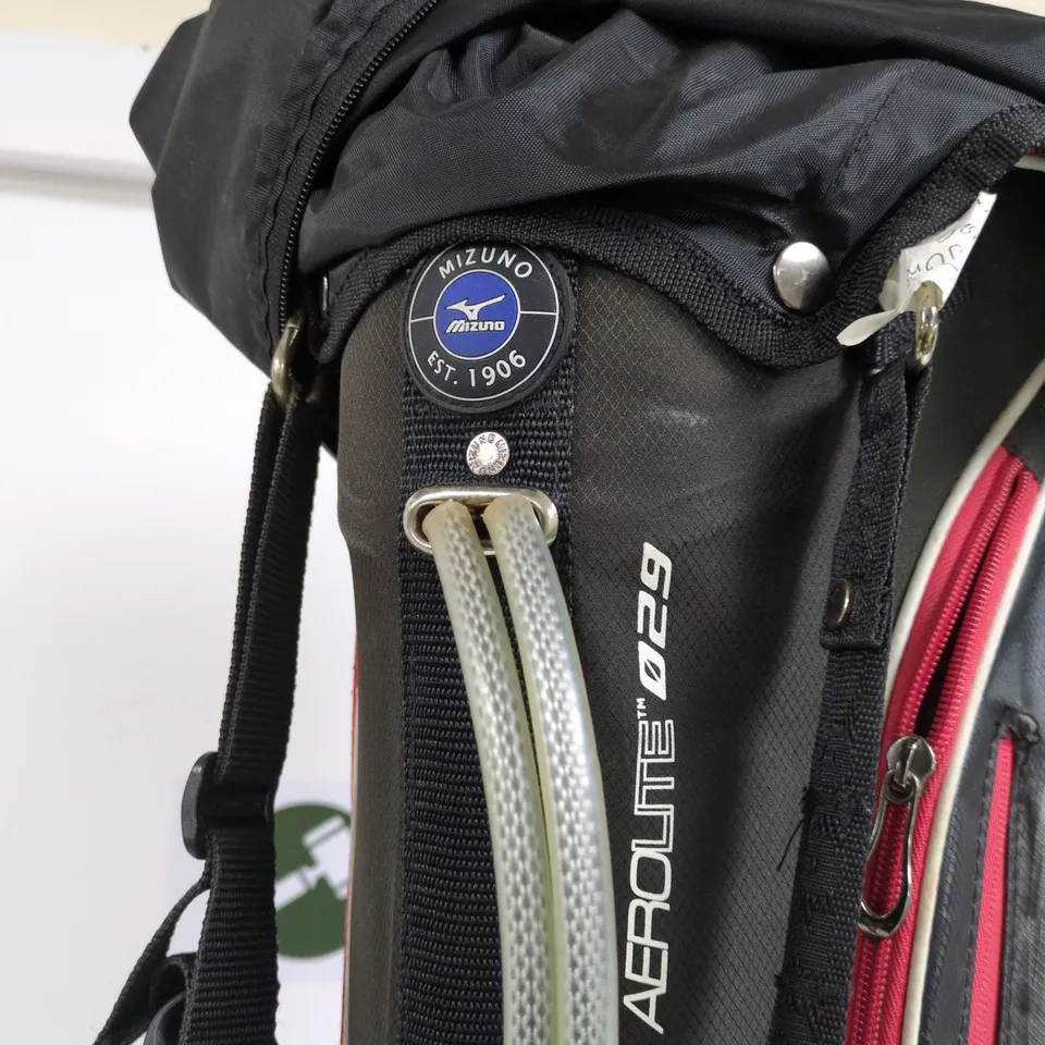 MIZUNO AEROTECH GOLF BAG – STAND BAG, BLACK/GREY WITH RED ACCENTS