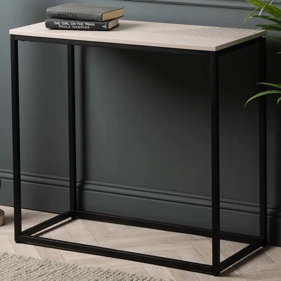 BOXED HUEI 85CM CONSOLE TABLE FOR LIVING ROOM FURNITURE, METAL ENTRYWAY TABLE (1 BOX)