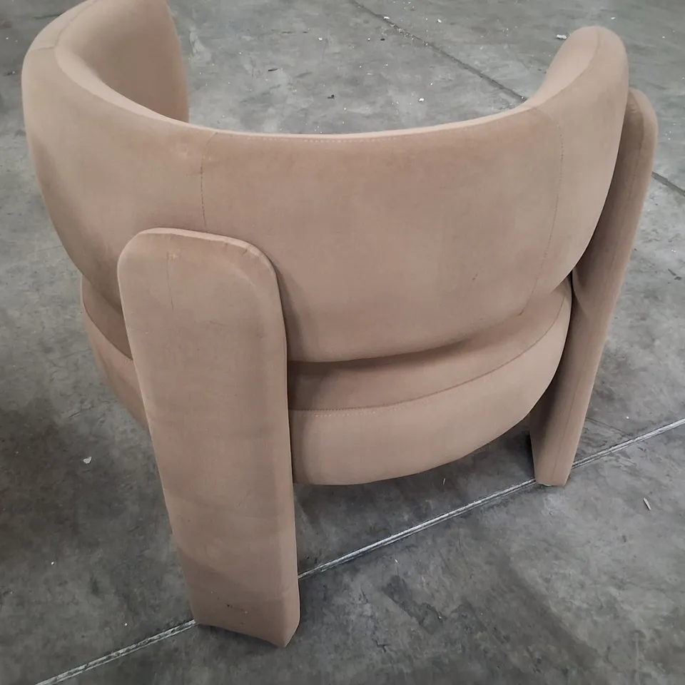 33" WIDE UPHOLSTERED MODERN 3-LEGS BARREL ACCENT CHAIR - KHAKI VELVET