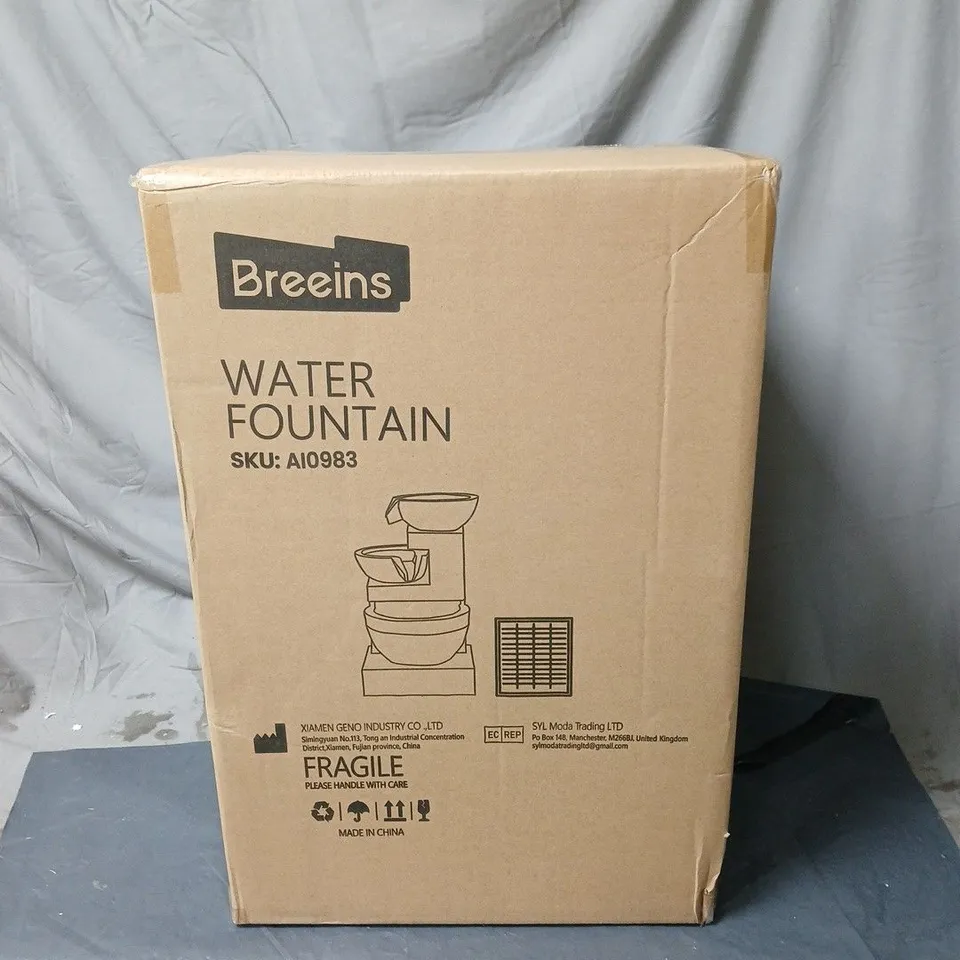 BREEINS SOLAR WATER FOUNTAIN, WITH INSTRUCTIONS. BOXED