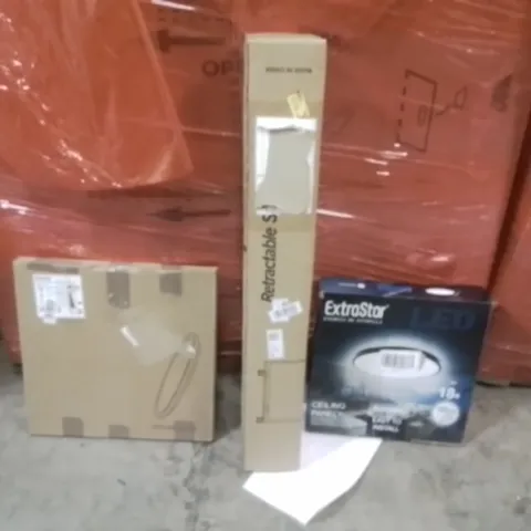 PALLET OF ASSORTED HOUSEHOLD GOODS AND PRODUCTS TO INCLUDE;CEILING LIGHT,RETRACTABLE SAFETY GATE,LED LIGHT