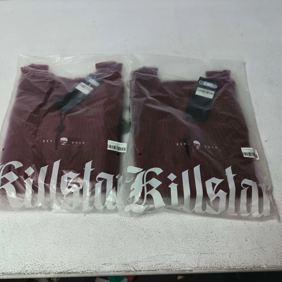 LOT OF APPROXIMATELY 209 BRAND NEW KILLSTAR DUSK EMPRESS KNIT TOPS IN RED - VARIOUS SIZES