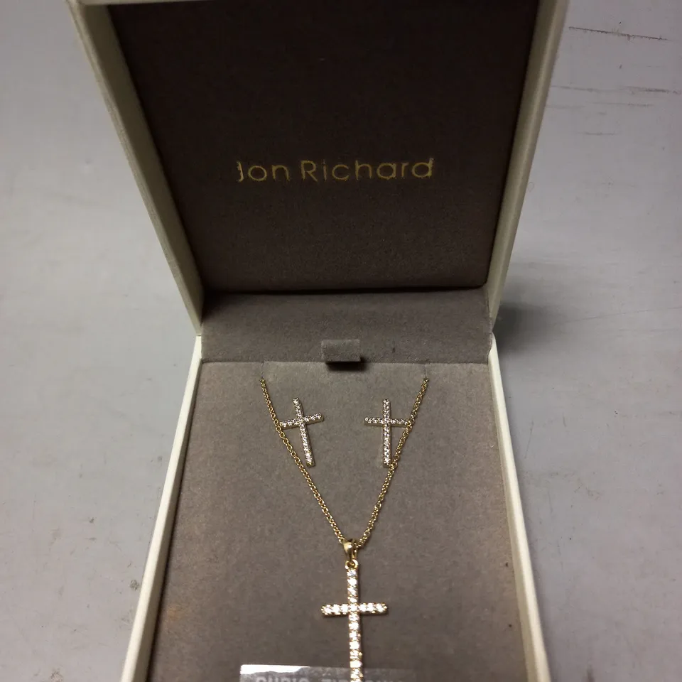 JON RICHARD CROSS NECKLACE AND EARRING SET