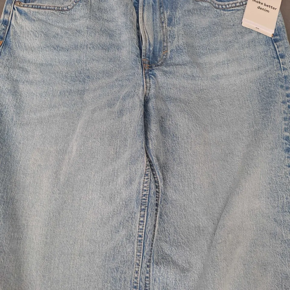 H&M WIDE REGULAR FIT HIGH WAIST CROPPED JEANS IN BLUE EU SIZE 42