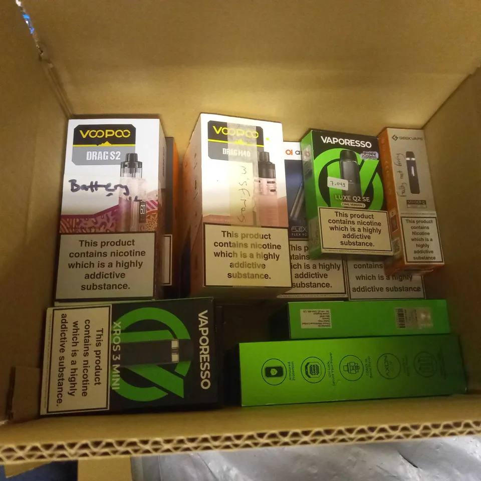 APPROXIMATELY 20 BOXED E-CIGARETTES TO INCLUDE GEEK VAPE, VAPORESSO, VOOPOO ETC