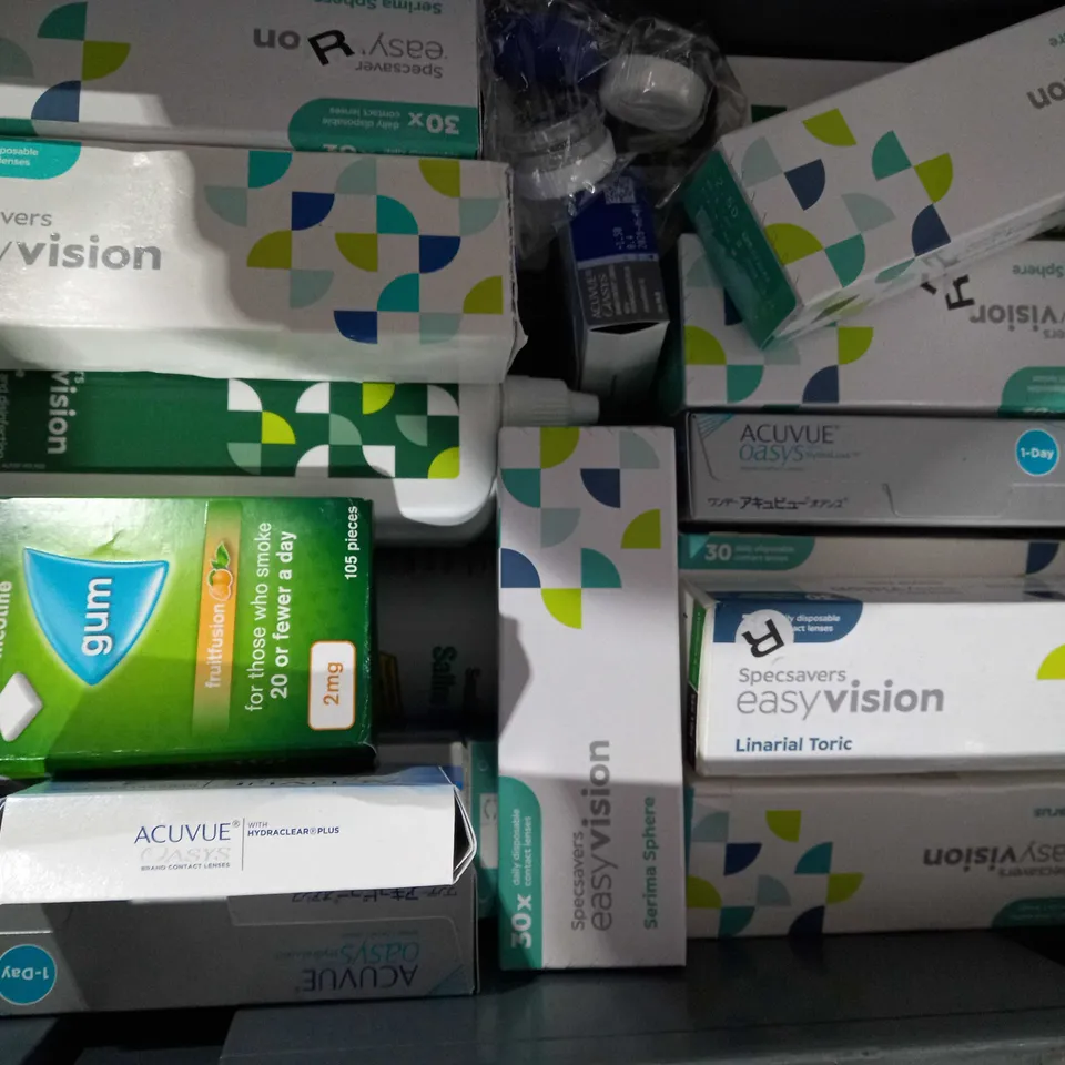 APPROX 20 ITEMS TO INCLUDE HUBBLE LENSES, DAILIES TOTAL, EASYVISION