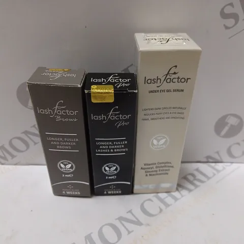 BOX OF APPROXIMATELY 25 BOXED LASHFACTOR MAKE-UP PRODUCTS