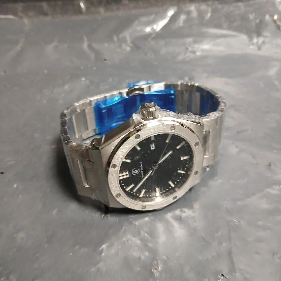 MENS BERNARD REINHARDT WATCH – BLACK DIAL – STAINLESS STEEL CASE & STRAP