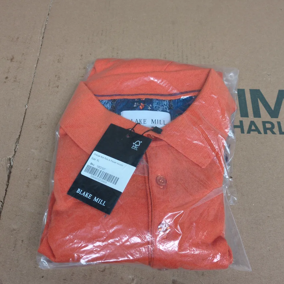 BLAKE MILL ORANGE KNIT POLO SHIRT – SIZE XL